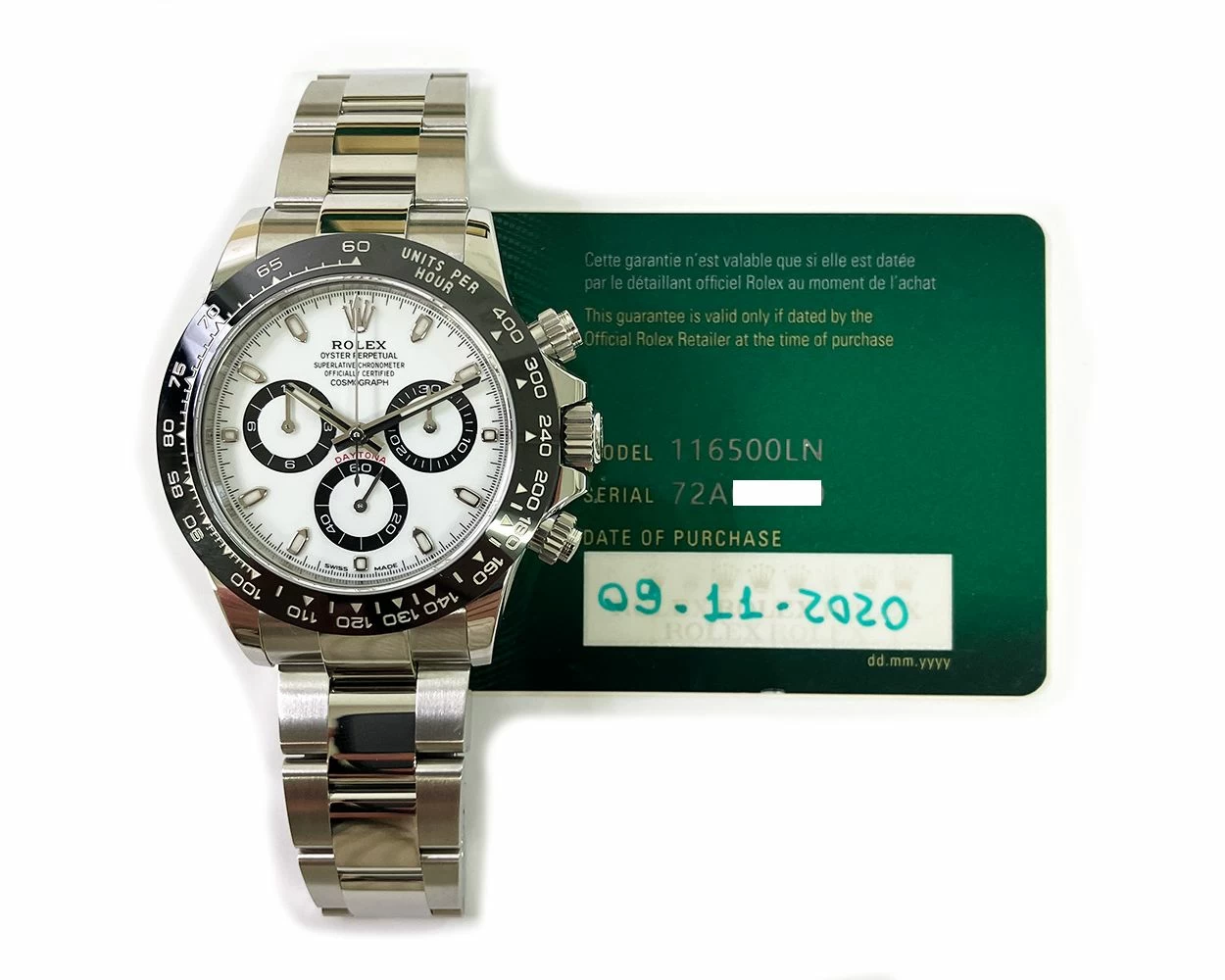 Buy Genuine Used Rolex Cosmograph Daytona 116500LN Watch White Dial SKU 9148