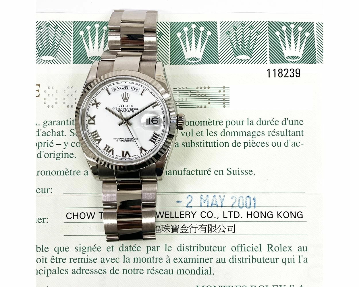 Buy Genuine Used Rolex Day-Date 36 118239 Watch White Dial SKU - Main Image