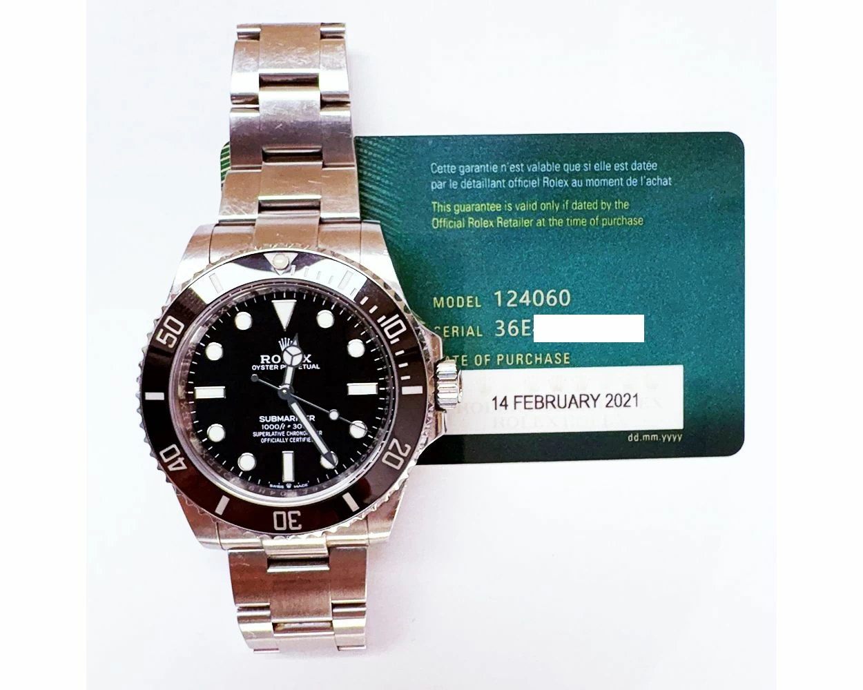 2021 Rolex Submariner No Date 124060 41mm Steel Black Dial Box Papers