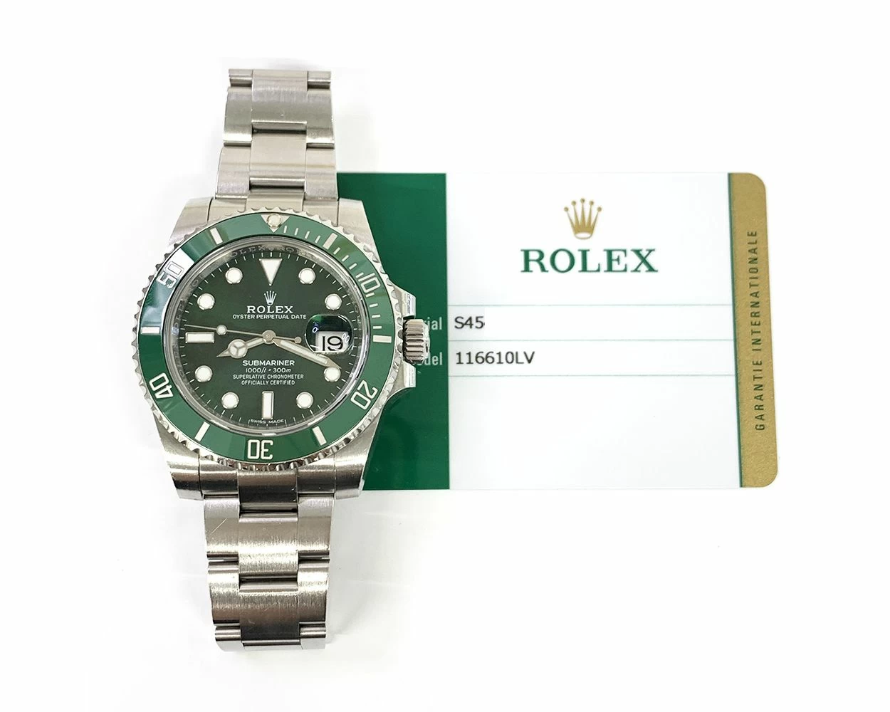 2018 Rolex Submariner Date Hulk 116610LV 40mm Steel Green Dial Box Papers