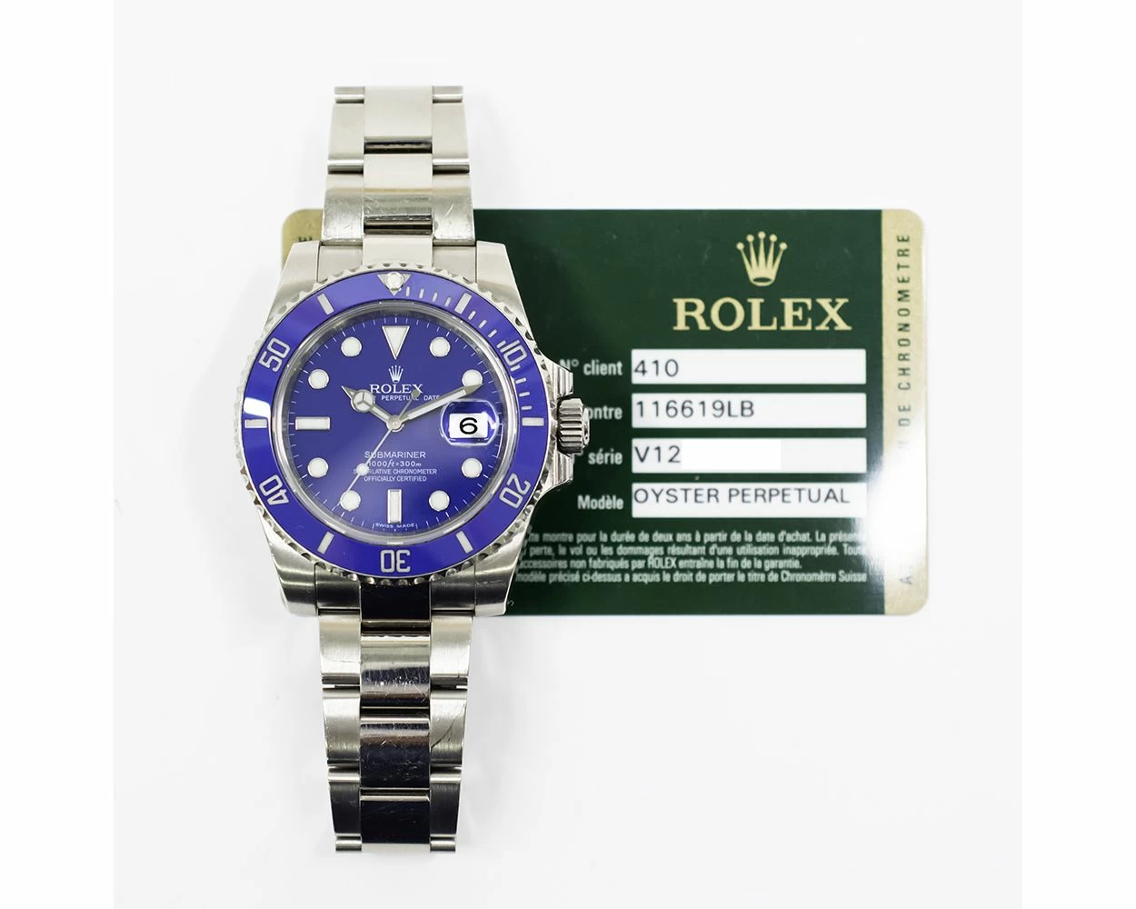Buy Genuine Used Rolex Submariner Date 116619LB Watch Blue Dial