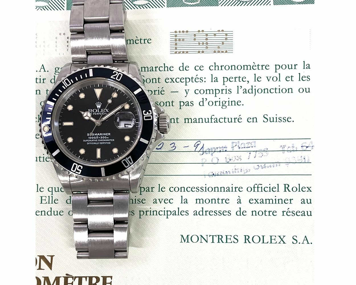 1990 Rolex Submariner Date 16610 40mm Steel Black Dial Box Papers