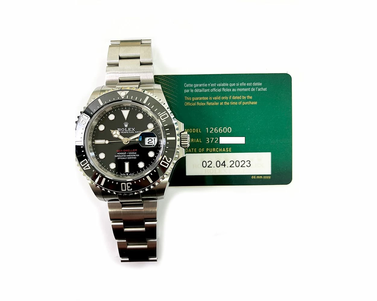 Buy Genuine Used Rolex Sea Dweller 126600 Watch Black Dial SKU 8152