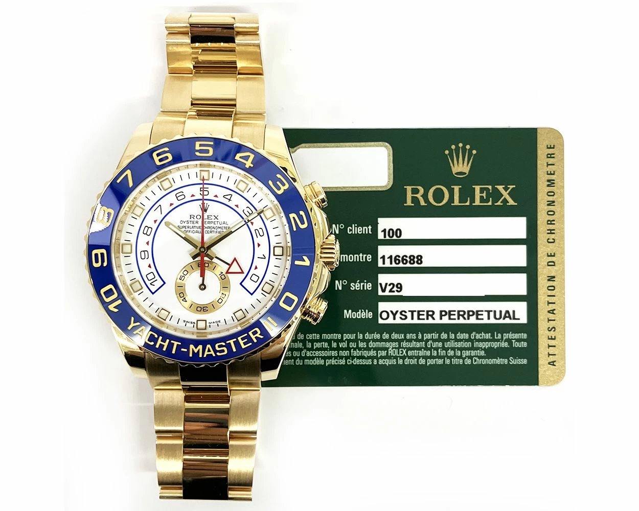 2009 Rolex Yacht Master II 116688 44mm Yellow Gold White Dial Box Papers
