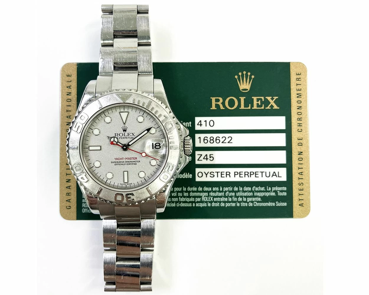 Buy Genuine Used Rolex Yacht-Master 35 168622 Watch Platinum - Main Image