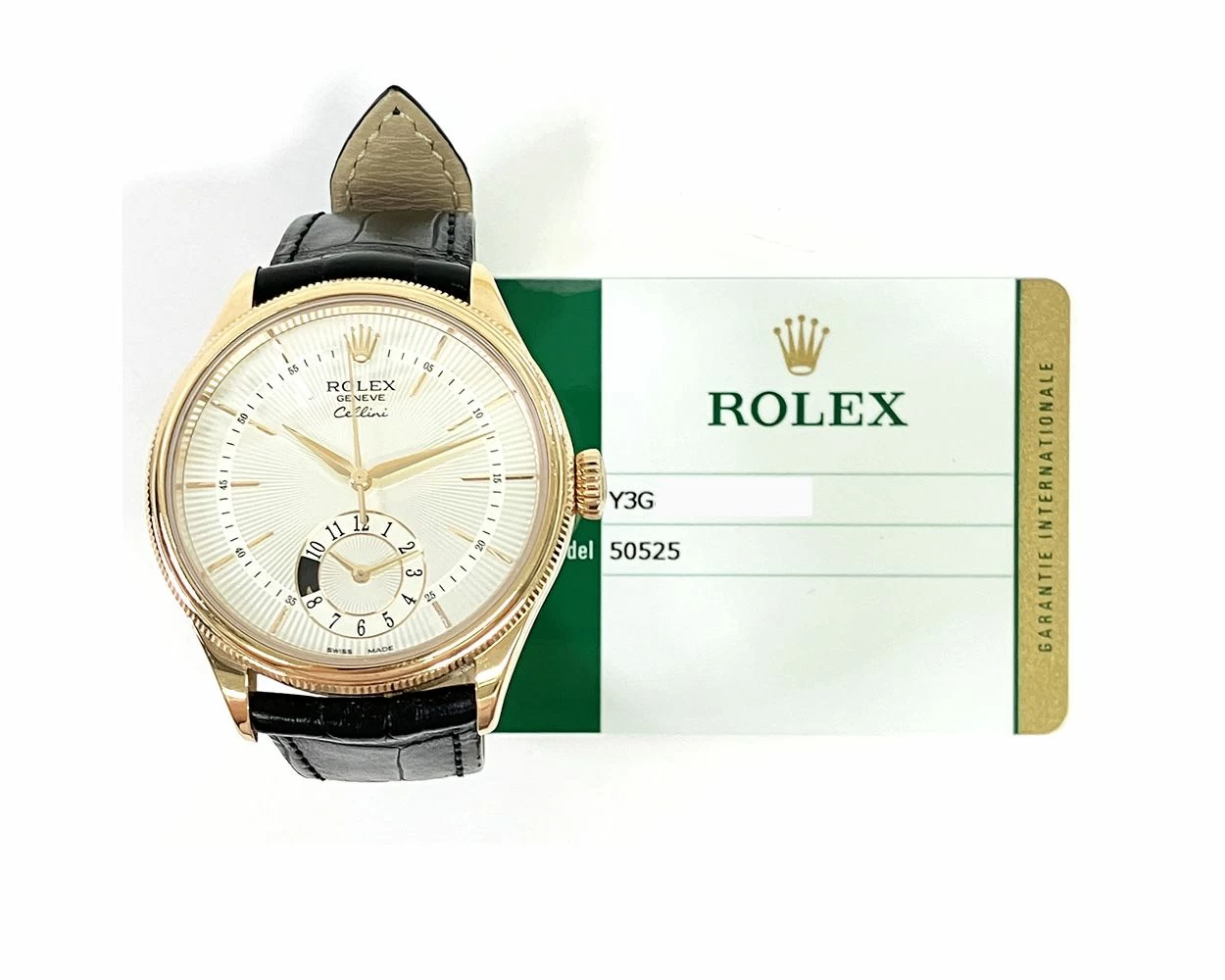Buy Genuine Used Rolex Cellini Dual Time 50525 Watch Silver Guilloche Dial SKU 9119
