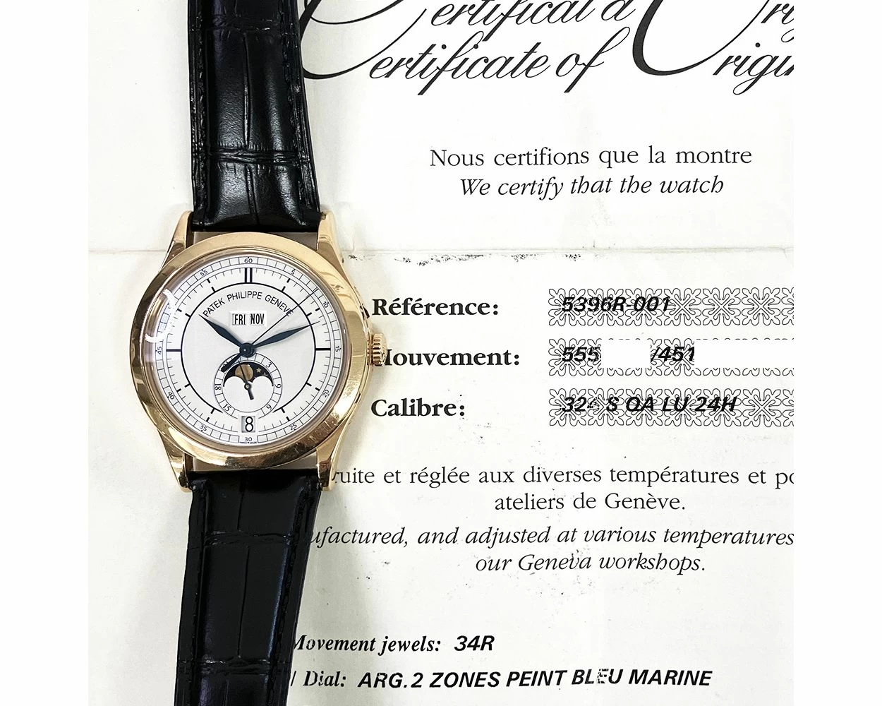 Buy Genuine Patek Philippe Complications 5396R 001 Silver Dial SKU 10473