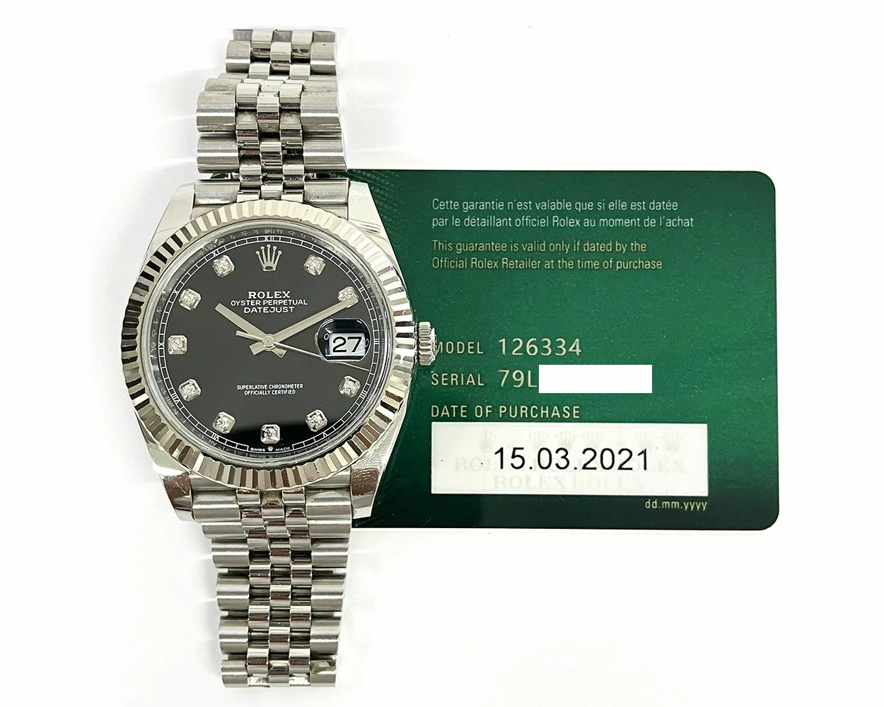 Buy Genuine Used Rolex Datejust 41 126334 Watch Black Dial SKU 10324