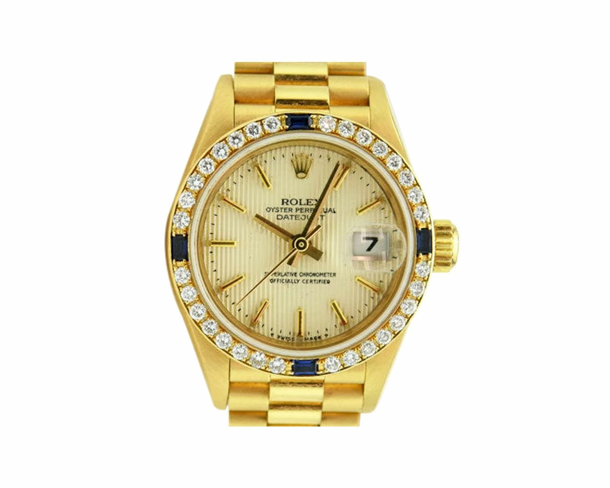 Rolex DateJust 26mm 69178 Diamond Gold Watch President Bracelet 