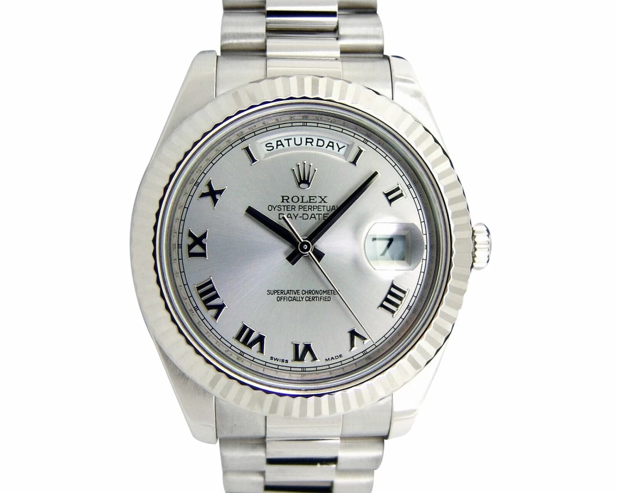 Buy Genuine Used Rolex Day-Date II 218239 Watch Silver Dial