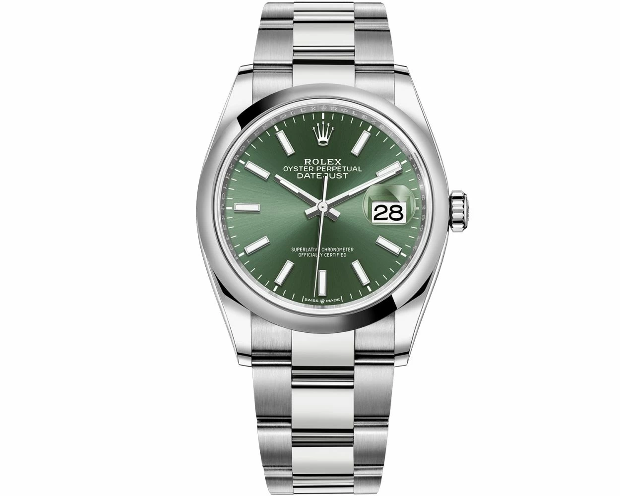 Rolex Datejust 36 Stainless Steel Mint Green Index 126200 Box Papers