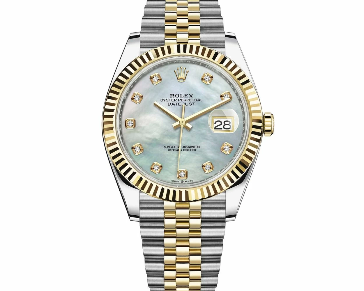 Rolex datejust 41 mother of pearl diamond dial store