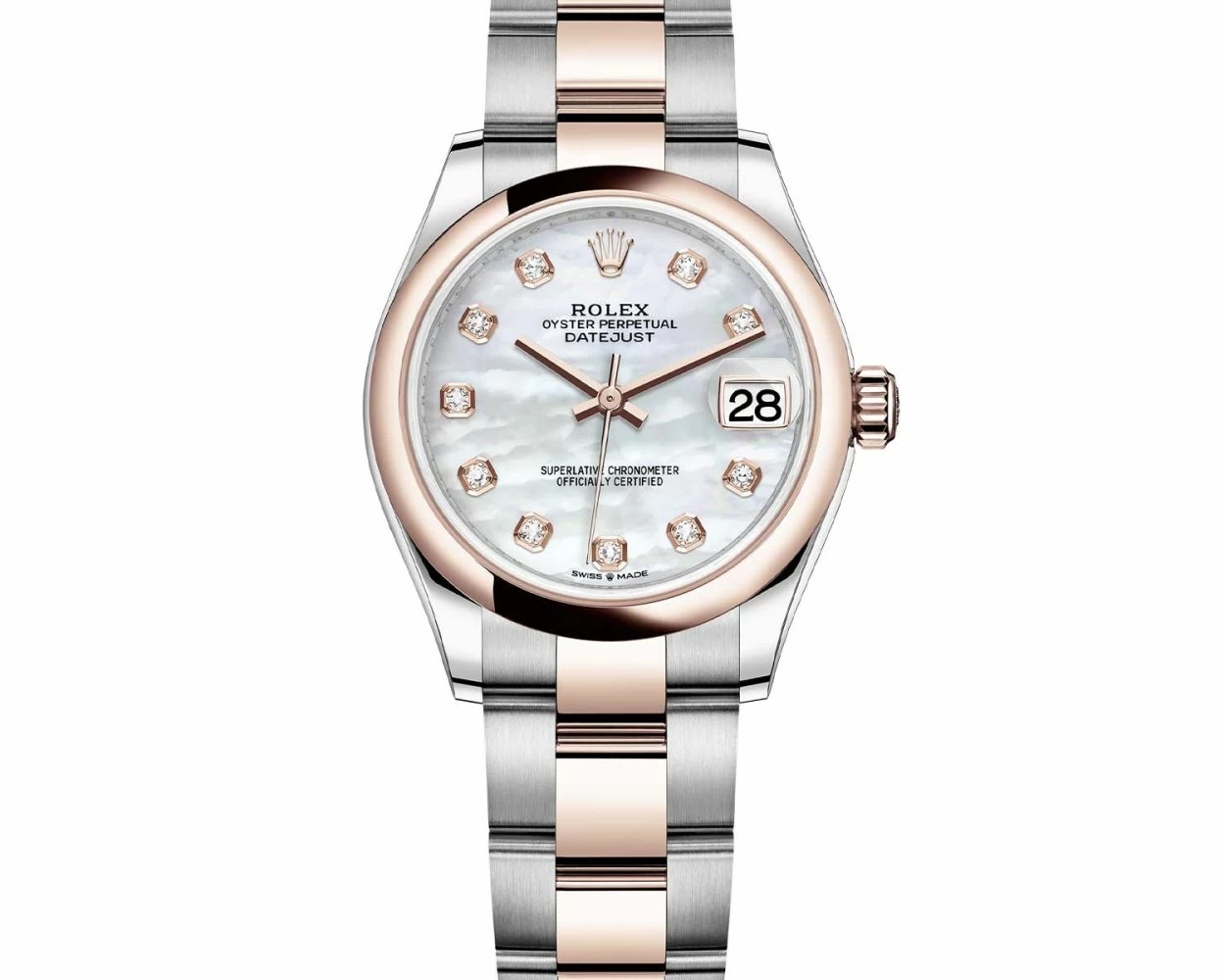 Rolex datejust 31 rose gold shop mother of pearl