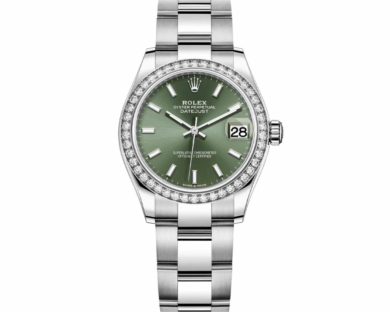 Buy Genuine Used Rolex Datejust 31 278384RBR Watch Mint Green