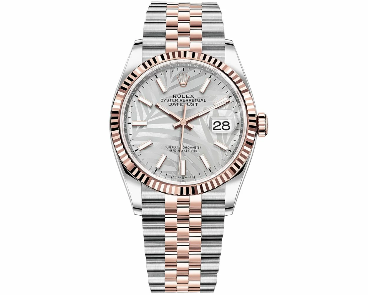 Standard skat Læs New Rolex Datejust 36 126231 Wristwatch - Silver Palm Motif Dial