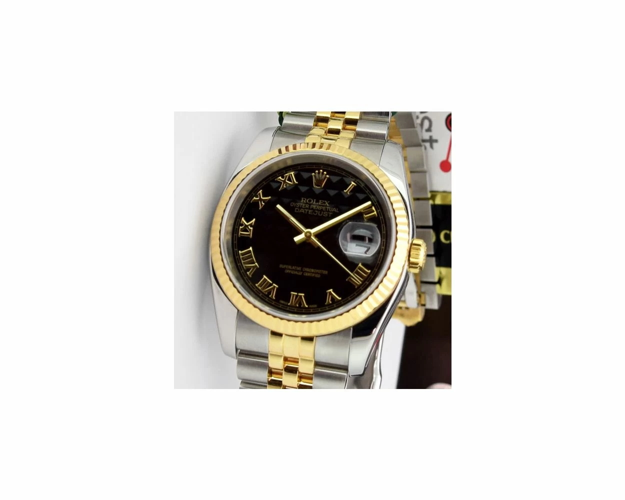 Rolex datejust black pyramid roman dial 16233 sale