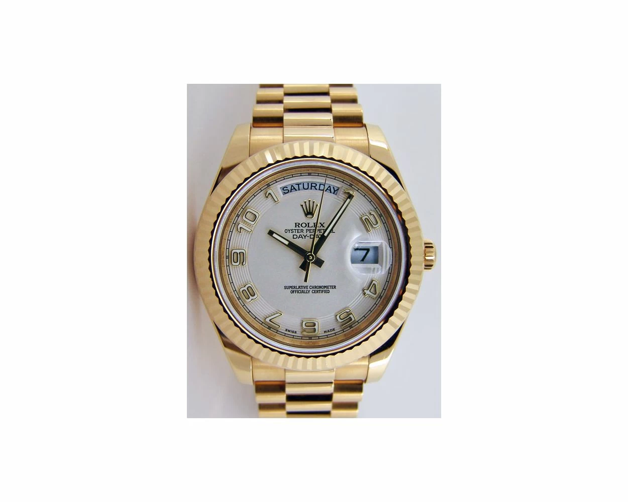 Rolex Day Date II President Bracelet Cream Concentric Arabic Dial Yellow Gold 218238