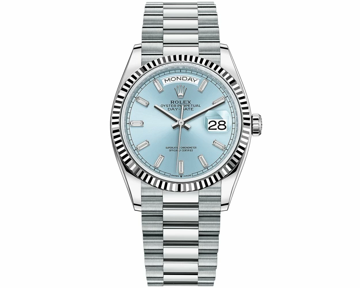 Buy Genuine Used Rolex Day Date 36 128236 Watch Ice Blue Dial SKU 6385