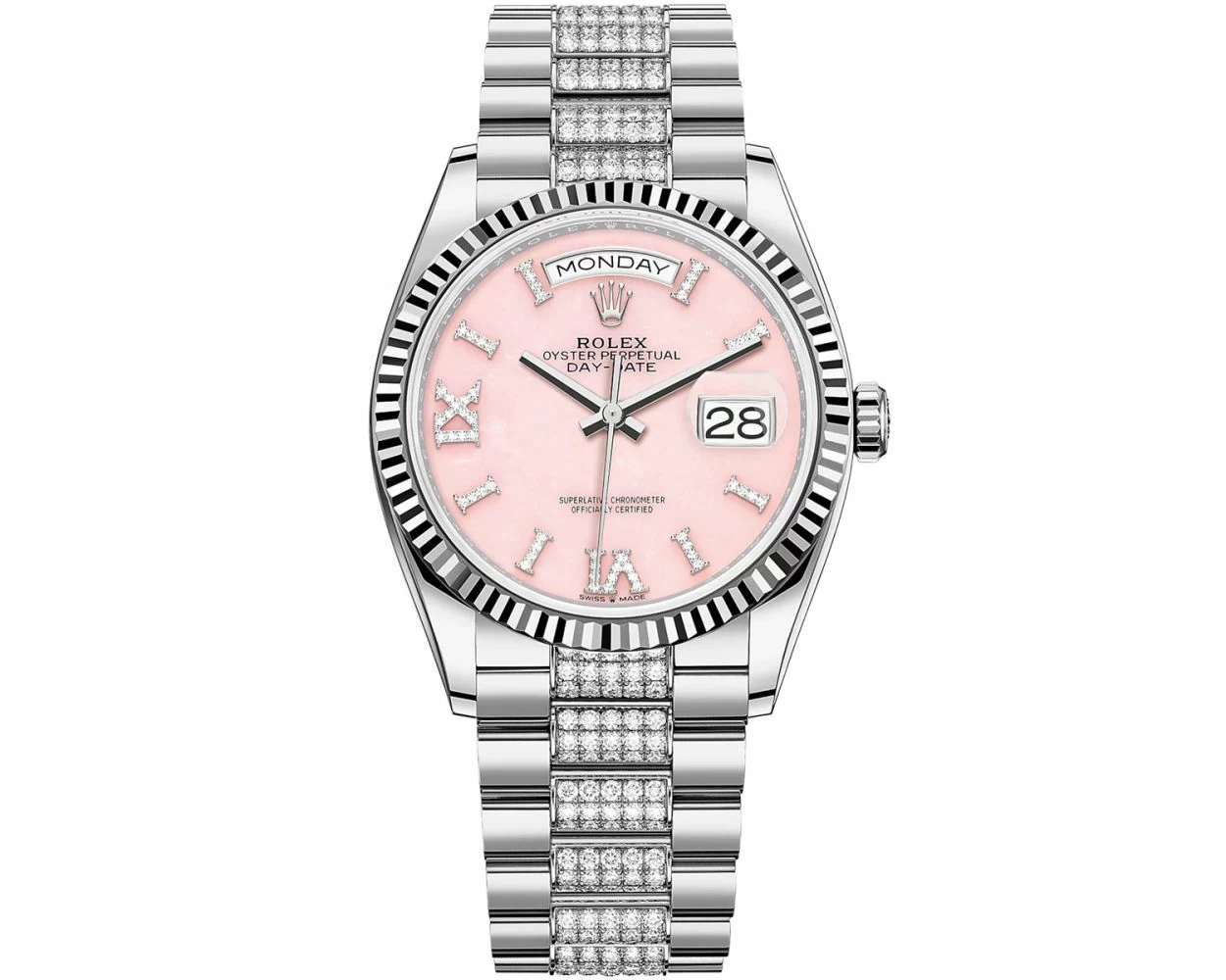 Buy Genuine Used Rolex Day Date 36 128239 Watch Pink Opal Dial SKU 6518