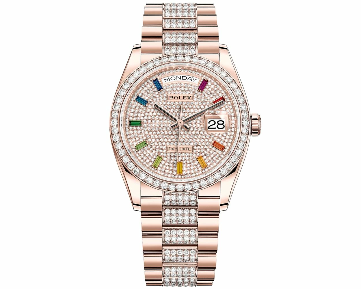 Buy Genuine Used Rolex Day-Date 36 128345RBR Watch Pave Diamond