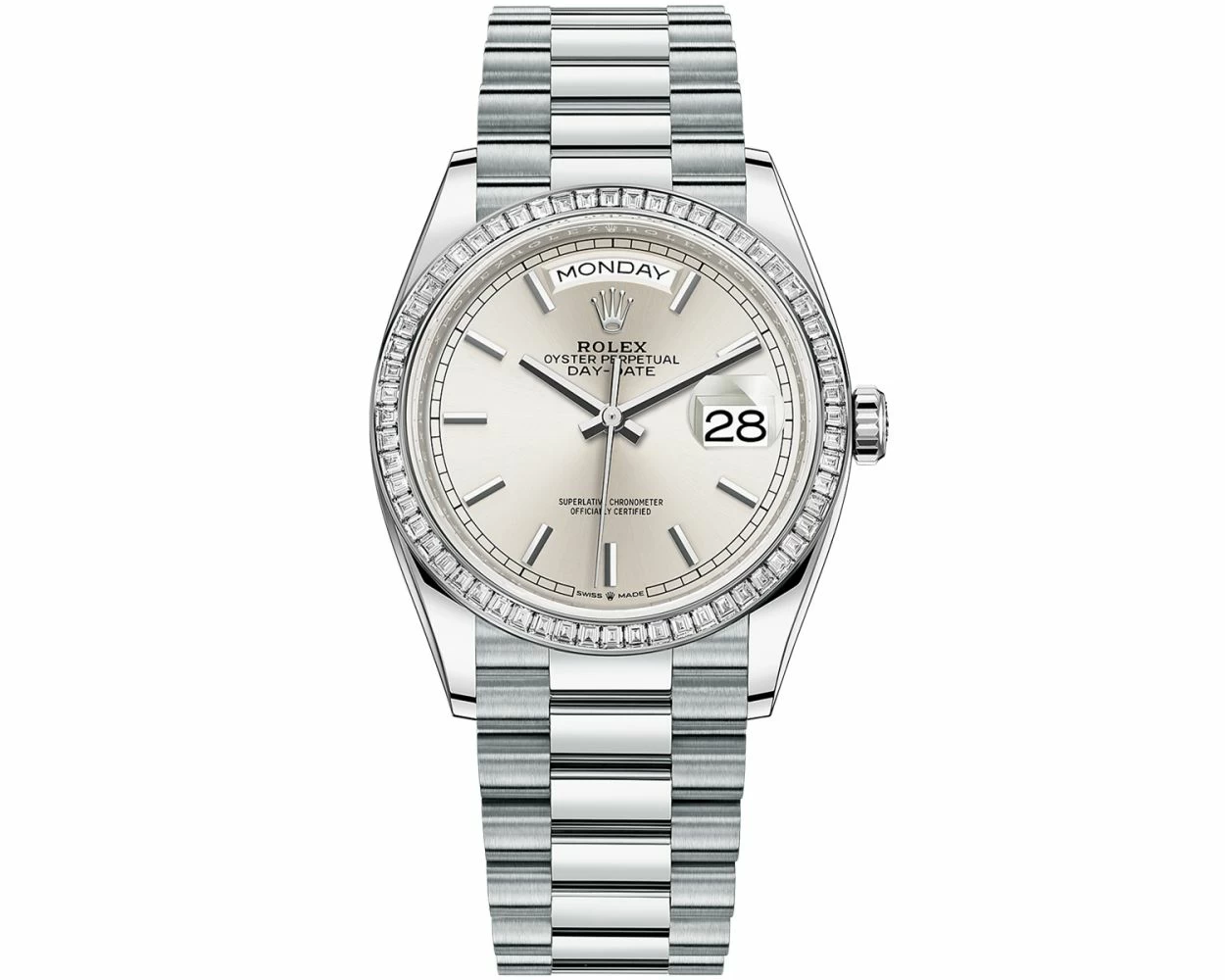 Buy Genuine Used Rolex Day-Date 36 128396TBR Watch - Silver Dial | SKU ...