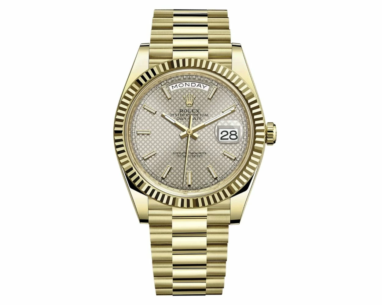 Buy Genuine Used Rolex Day Date 40 228238 Watch Silver Diagonal Motif Dial SKU 6033