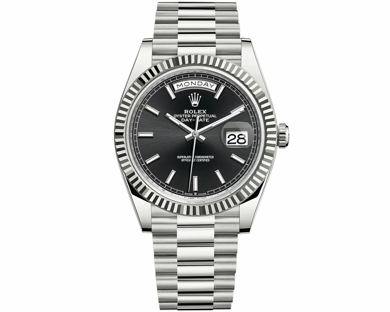 Buy Genuine Used Rolex Day Date 40 228239 Watch Bright Black Dial SKU 6235
