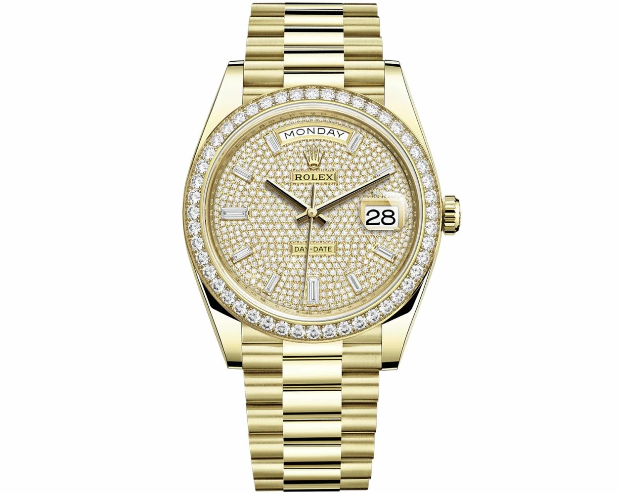 Buy Genuine Used Rolex Day Date 40 228348RBR Watch Pave Diamond