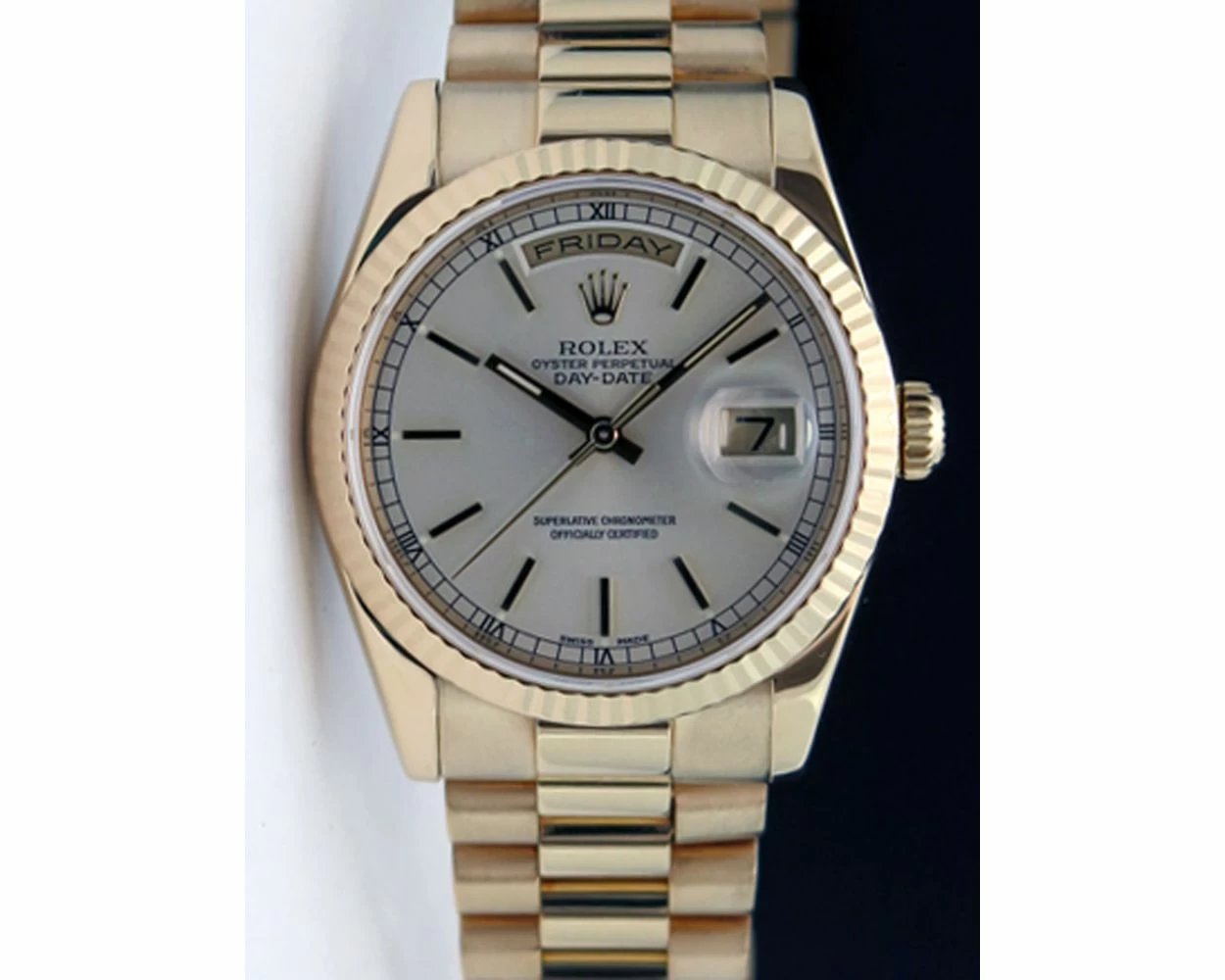 Rolex day date silver price on sale