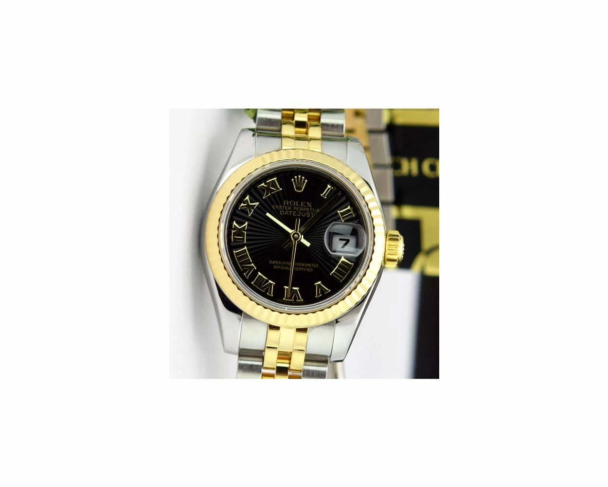 Rolex Lady-Datejust Black Dial Steel & Gold