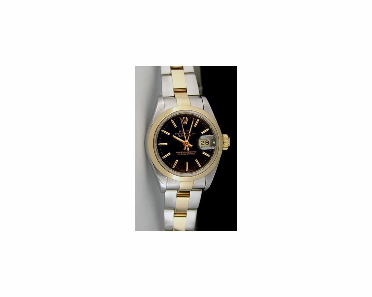 Rolex Lady Datejust Black Dial Steel Gold 79163