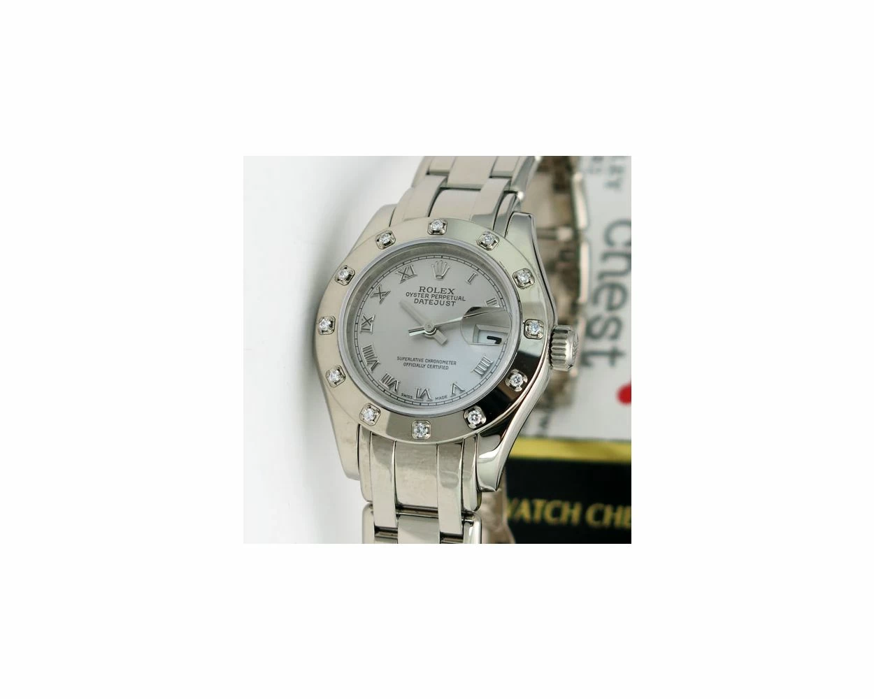 Rolex Pearlmaster 29 Silver Roman Dial White Gold 80319
