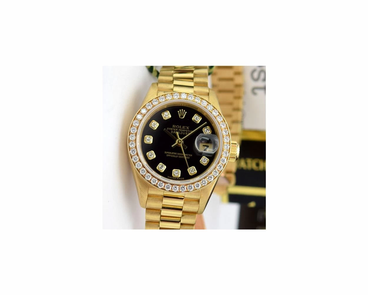 Rolex Lady-Datejust Yellow Gold Black Diamond Dial & Bezel
