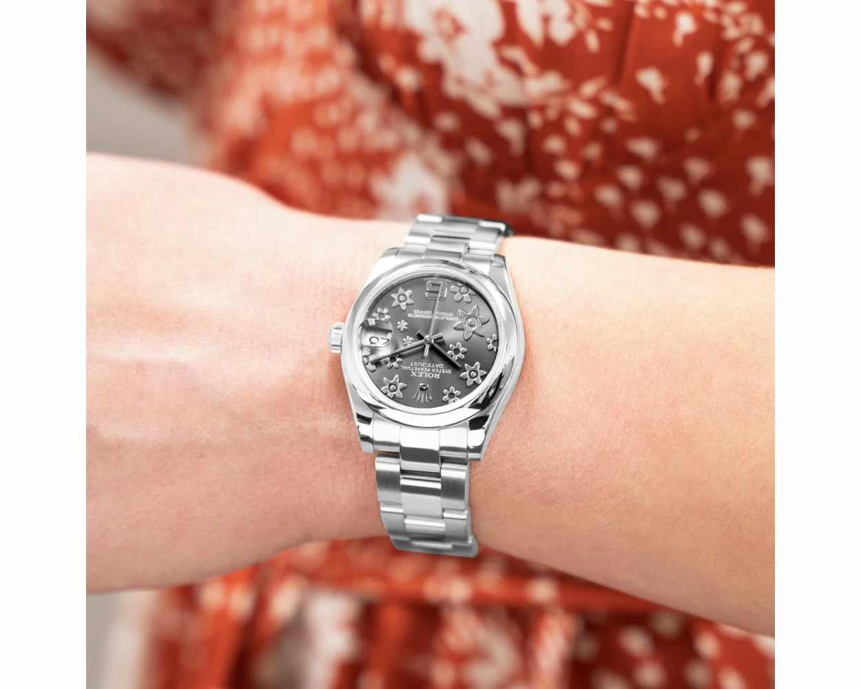 Buy Genuine Used Rolex Datejust 31 178240 Watch Dark Rhodium Floral Dial SKU 2827
