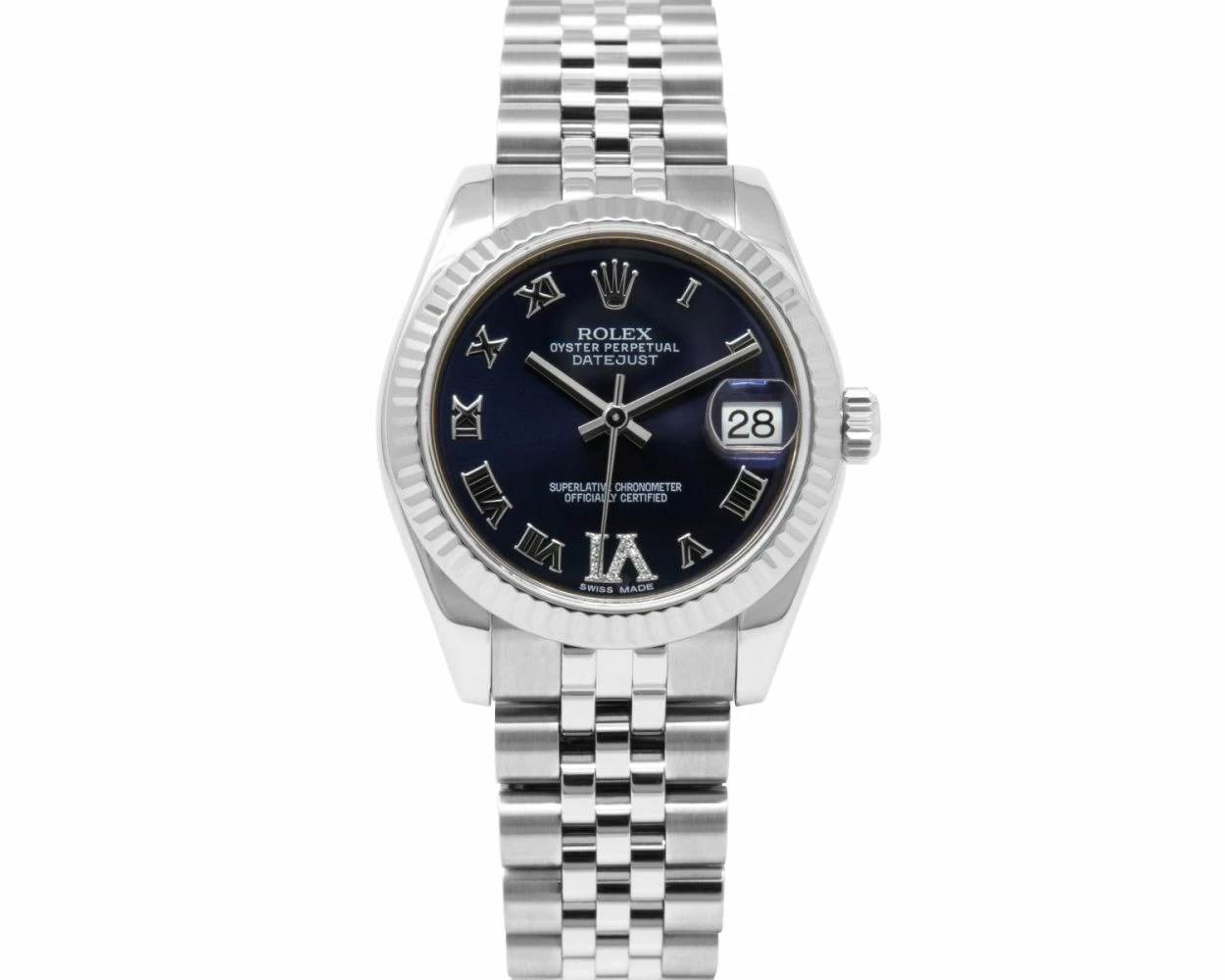 Rolex Datejust 31, Purple Roman VI Diamond Dial, Steel White Gold, 178274