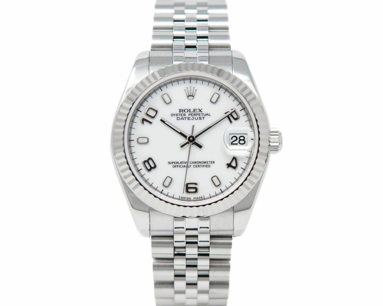 Rolex Datejust 31 White Arabic Index Dial Steel White Gold 178274