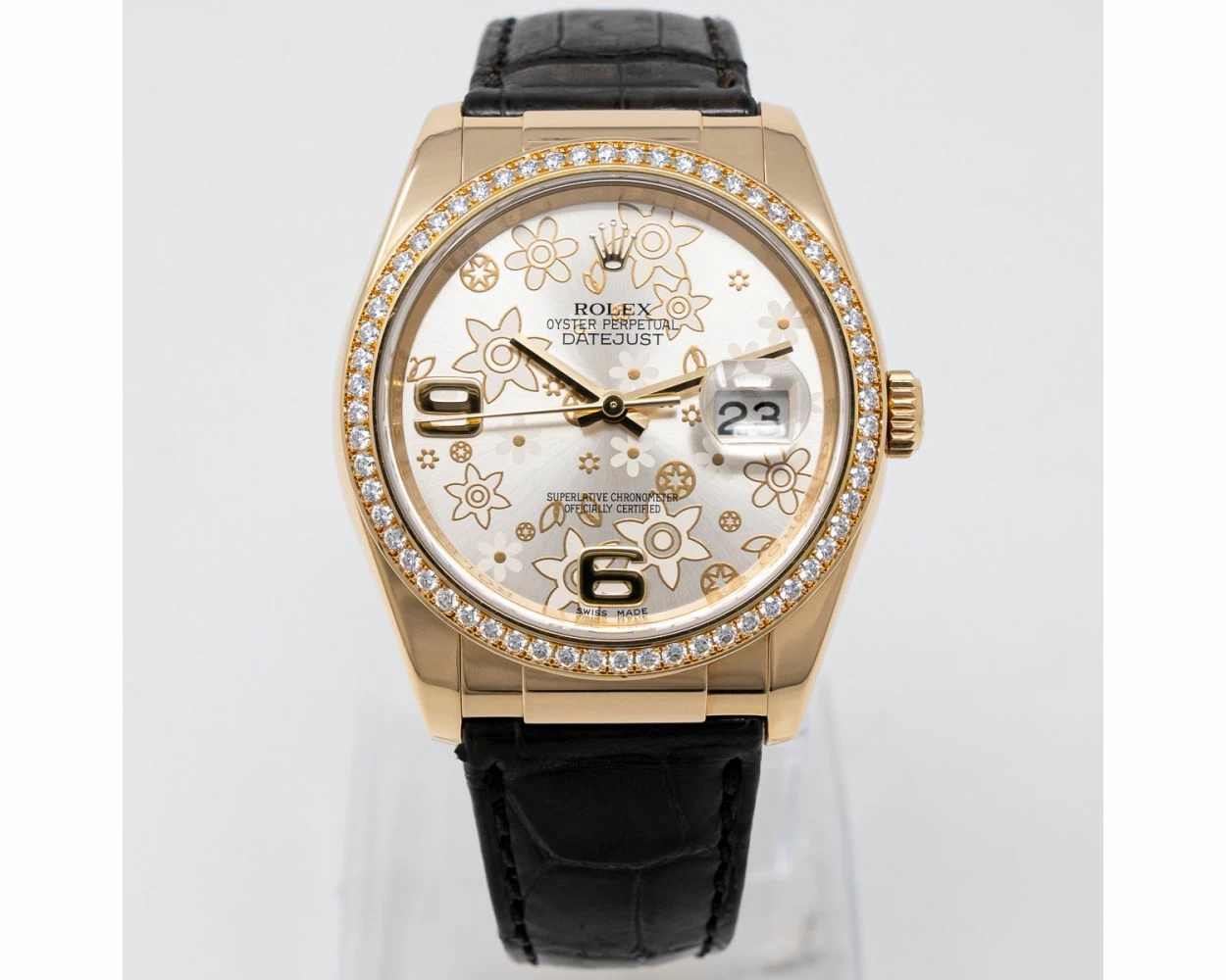 Buy Genuine Used Rolex Datejust 36 116188 Watch Silver Floral Dial SKU 9933