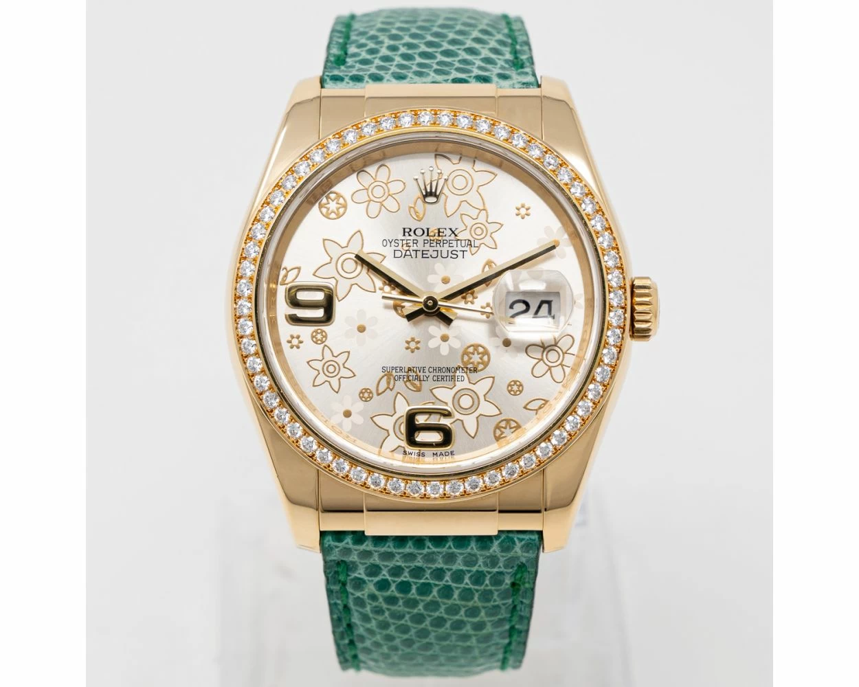 Buy Genuine Used Rolex Datejust 36 116188 Watch Silver Floral Dial SKU 9932