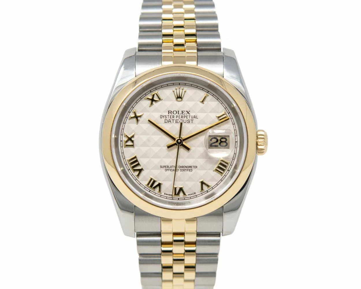 Buy Genuine Used Rolex Datejust 36 116203 Watch Ivory Pyramid Dial SKU 5623