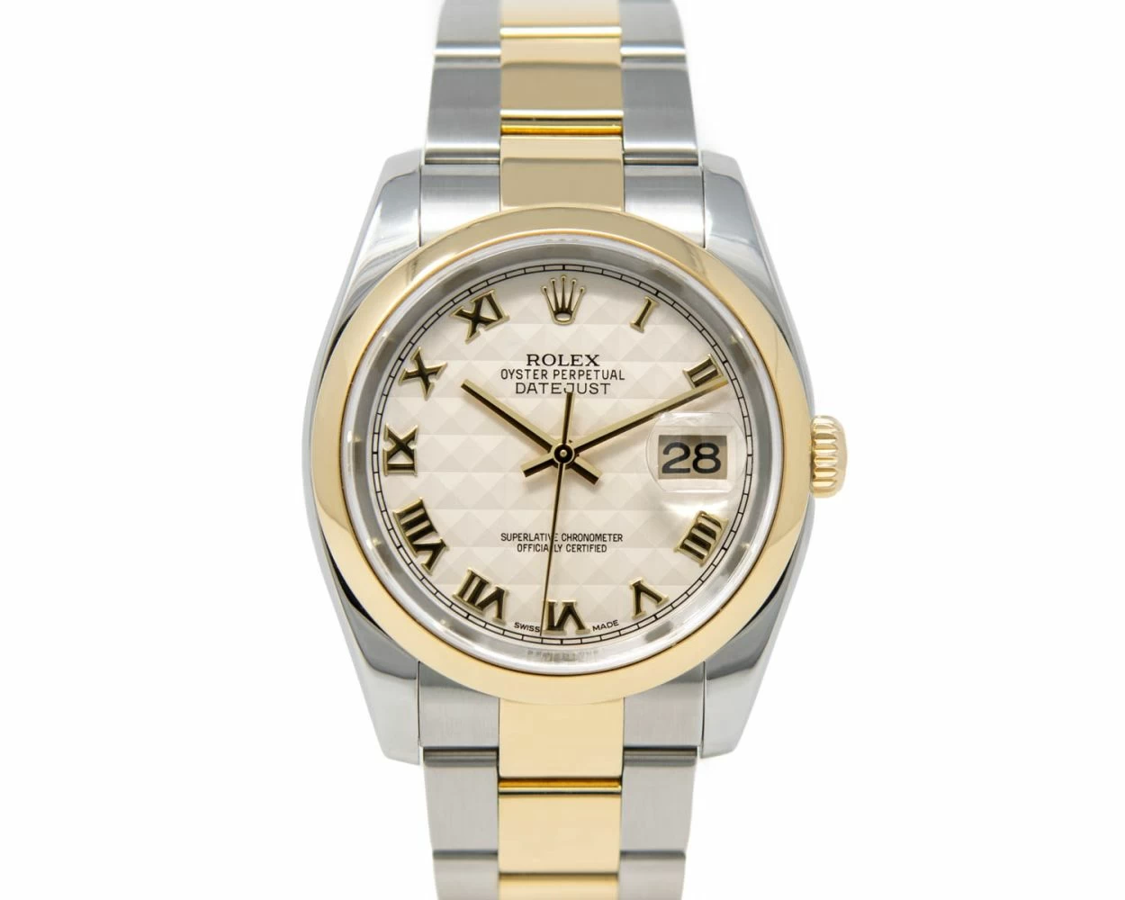 Buy Genuine Used Rolex Datejust 36 116203 Watch Ivory Pyramid Dial SKU 5621