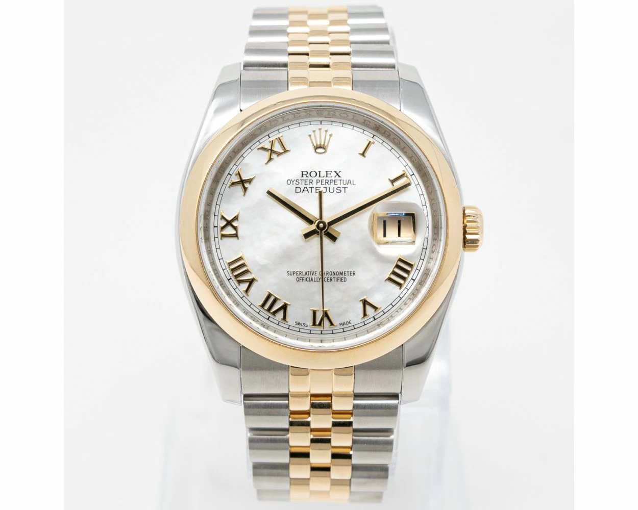 Rolex Datejust 36 Mother of Pearl Roman Dial Steel Gold 116203