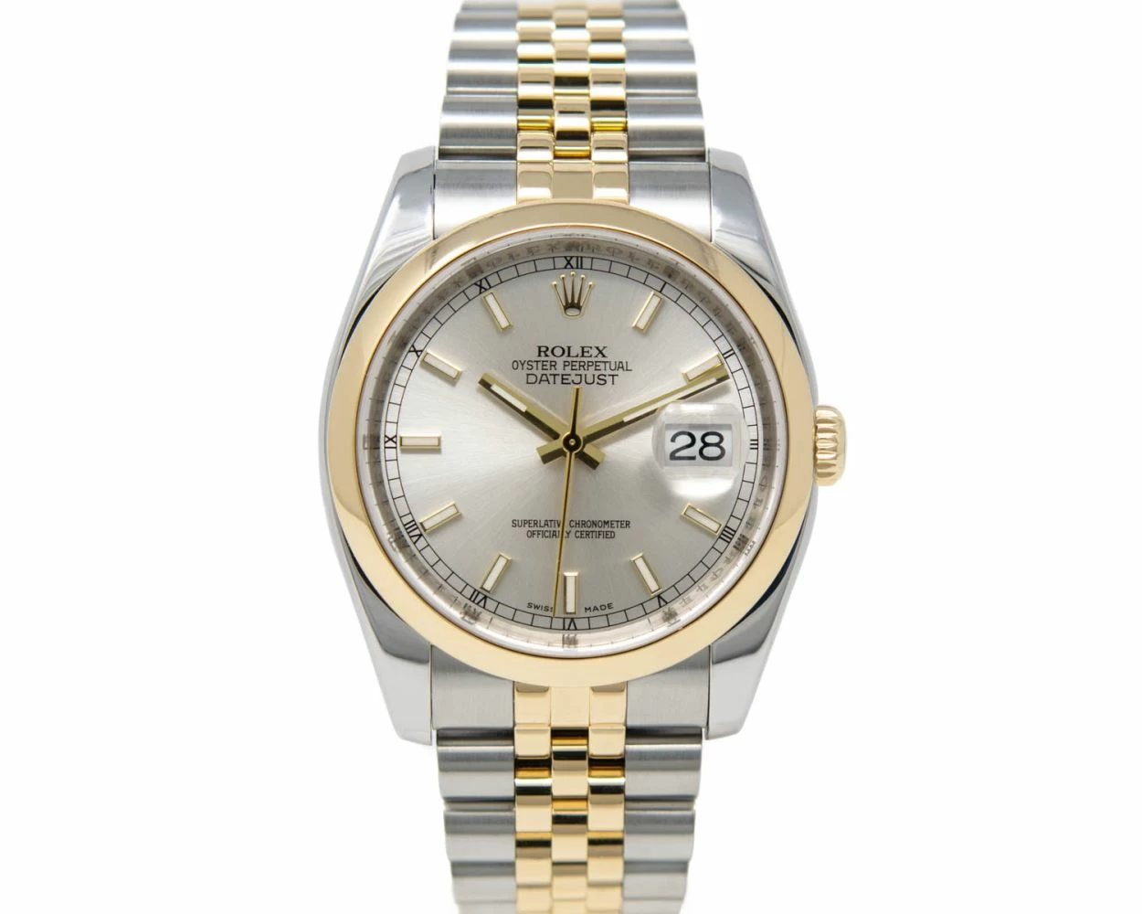 Rolex Datejust 36 116203 Steel Gold Silver Dial Jubilee Bracelet Watch Only Renewed