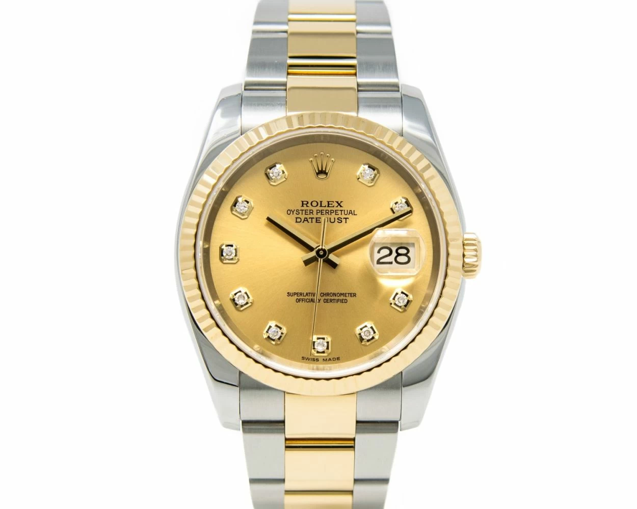 Rolex Datejust 36 Champagne Fluted Diamond Oyster