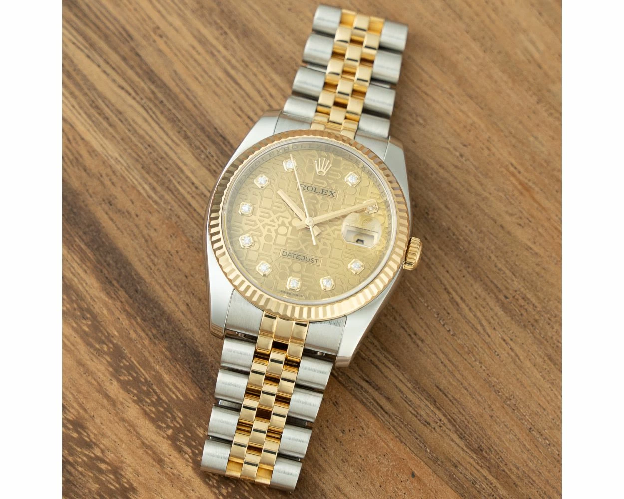 Rolex Datejust 36, Steel & Gold, Champagne Jubilee Diamond Dial, 116233,  Watch Only