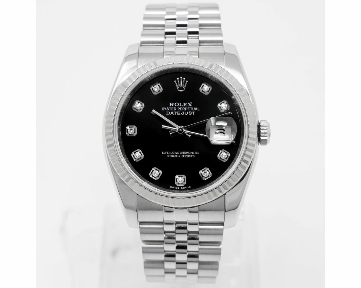 Rolex Datejust 36 Black Diamond Dial Steel White Gold 116234