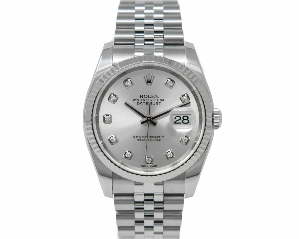 Rolex datejust 2025 silver diamond dial