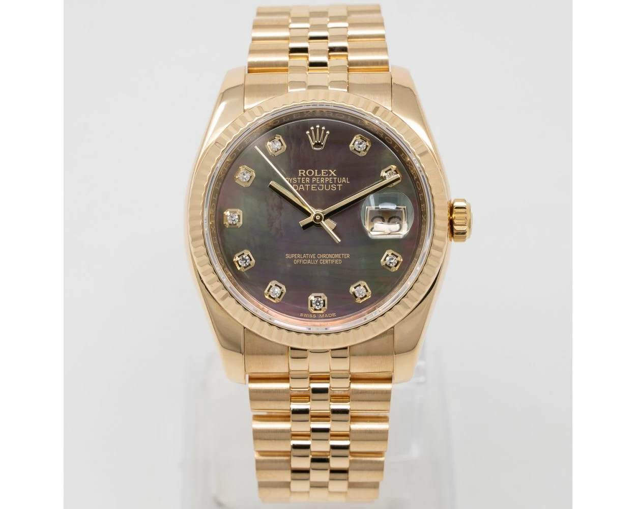 Rolex black mother of pearl diamond dial on sale