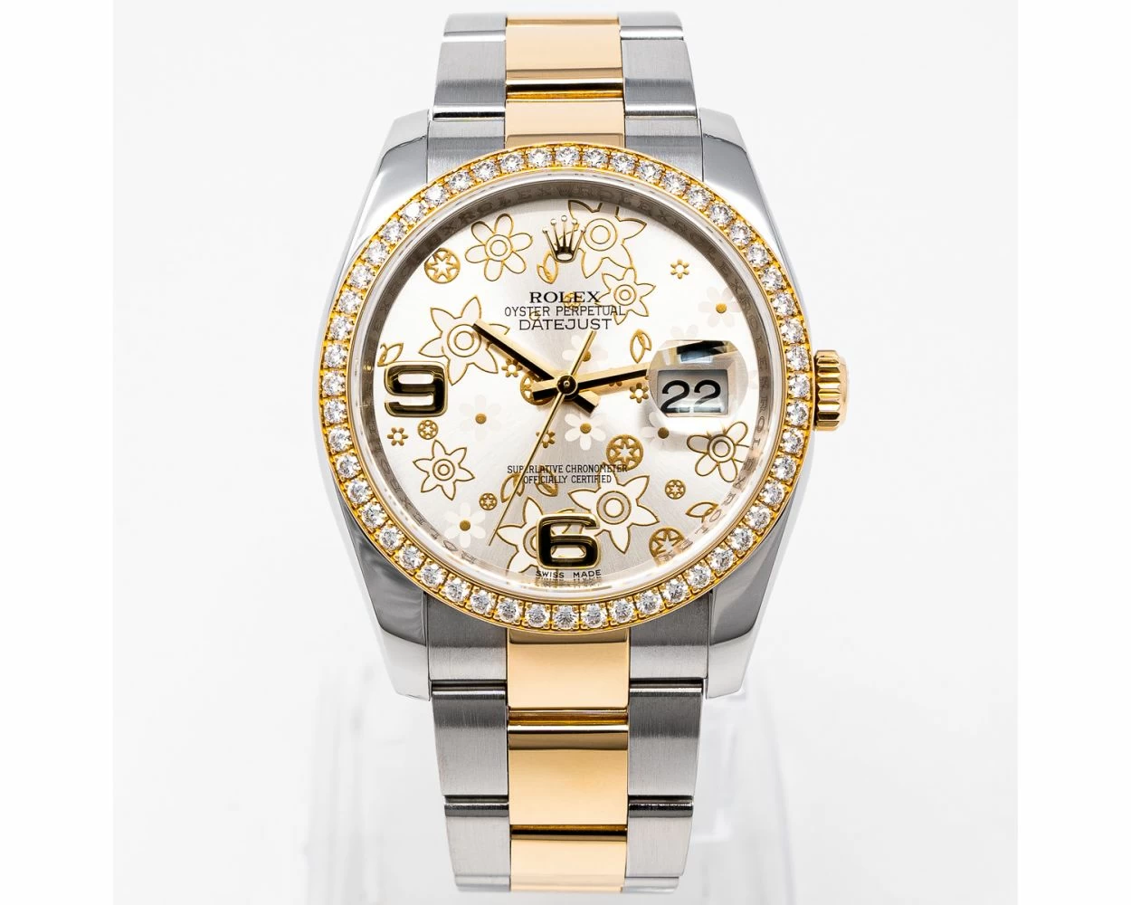 Buy Genuine Used Rolex Datejust 36 116243 Watch - Silver Floral