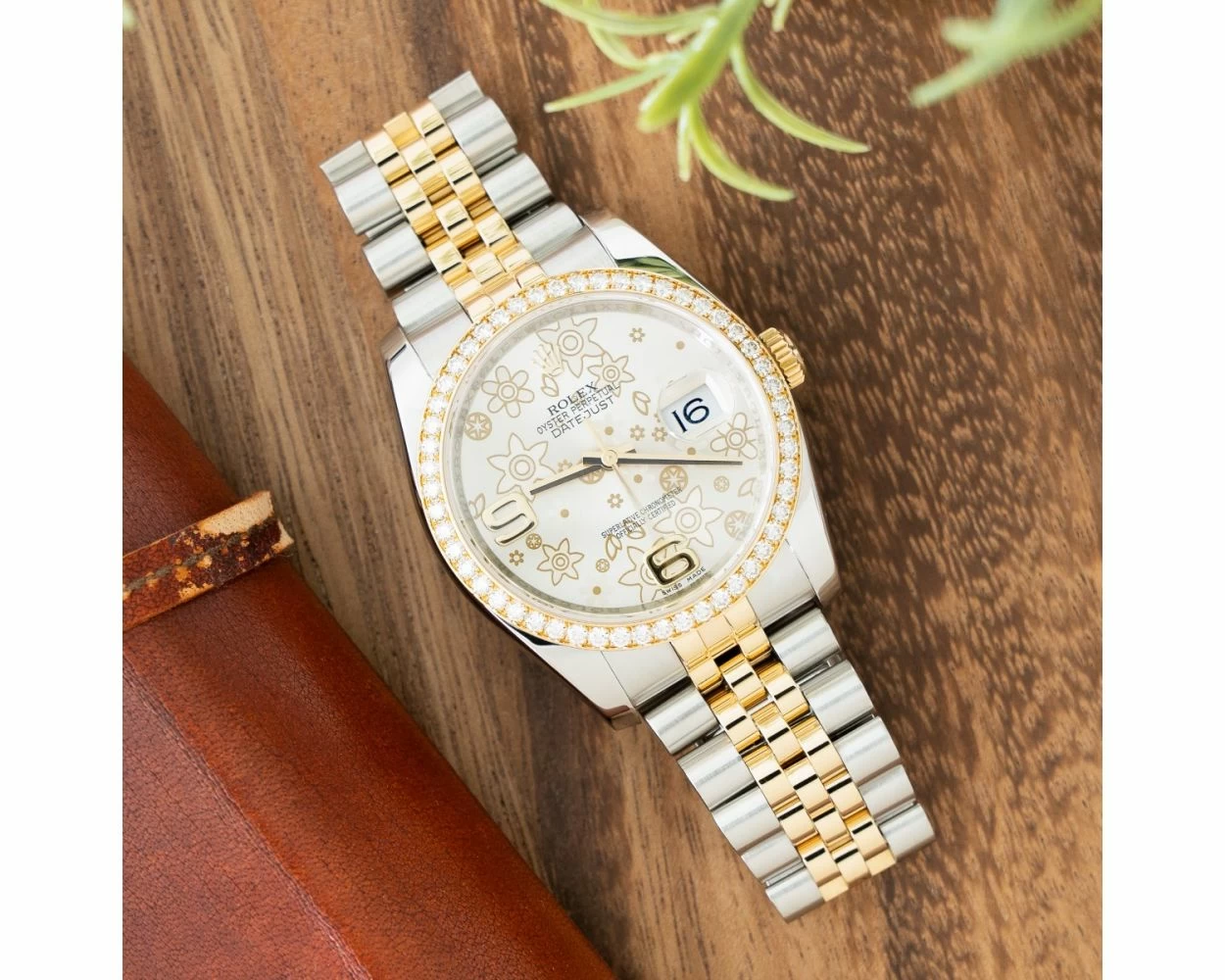 Buy Genuine Used Rolex Datejust 36 116243 Watch Silver Floral Dial SKU 2771