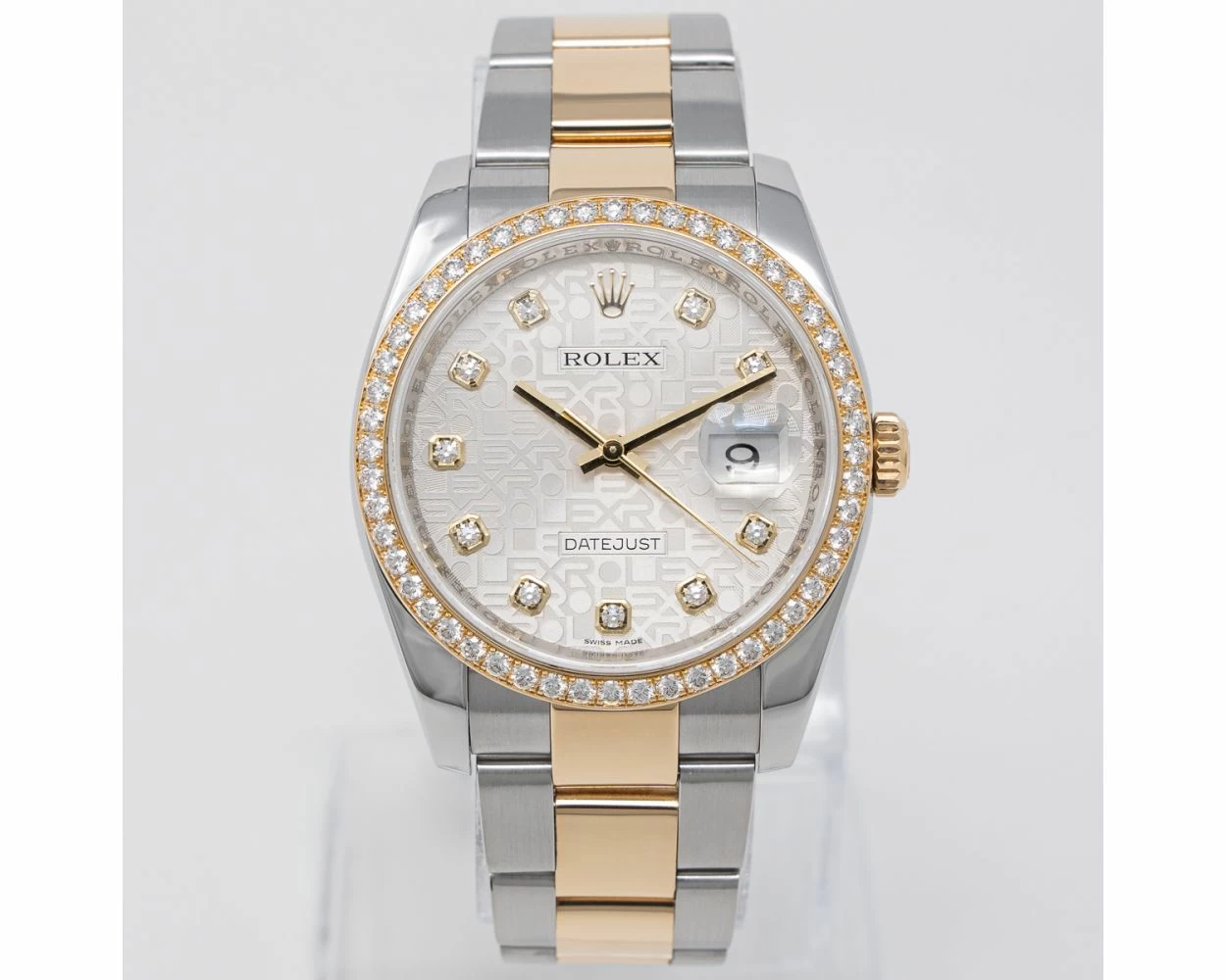Rolex Datejust 36 Silver Jubilee Diamond Dial Steel Gold 116243